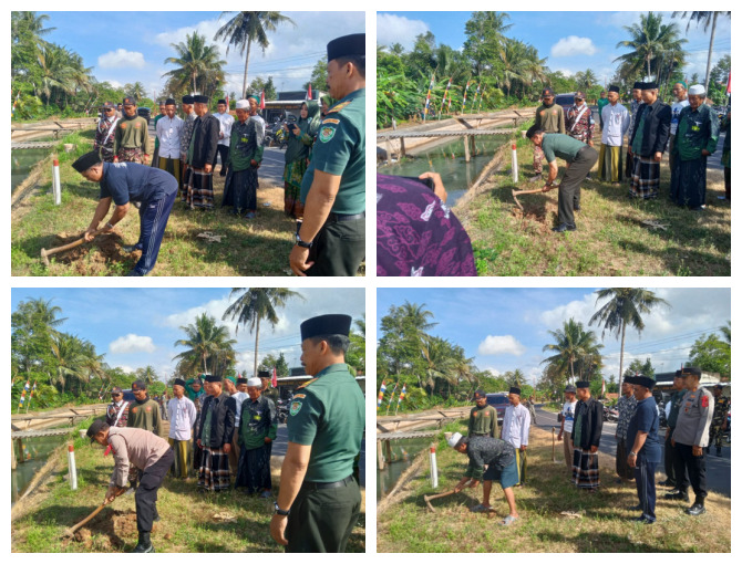 DO’A BERSAMA DALAM RANGKA PELETAKAN  BATU PERTAMA PEMBUATAN JEMBATAN PUSTU DESA CINTAJAYA & MWC NU KECAMATAN LAKBOK