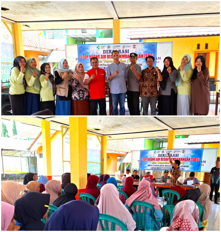DEKLARASI STOP BUANG AIR BESAR SEMBARANGAN (SBS) OPEN DEFECATION FREE (ODF) DESA CINTAJAYA KECAMATAN LAKBOK BERSAMA UPTD PUSKESMAS SIDAHARJA