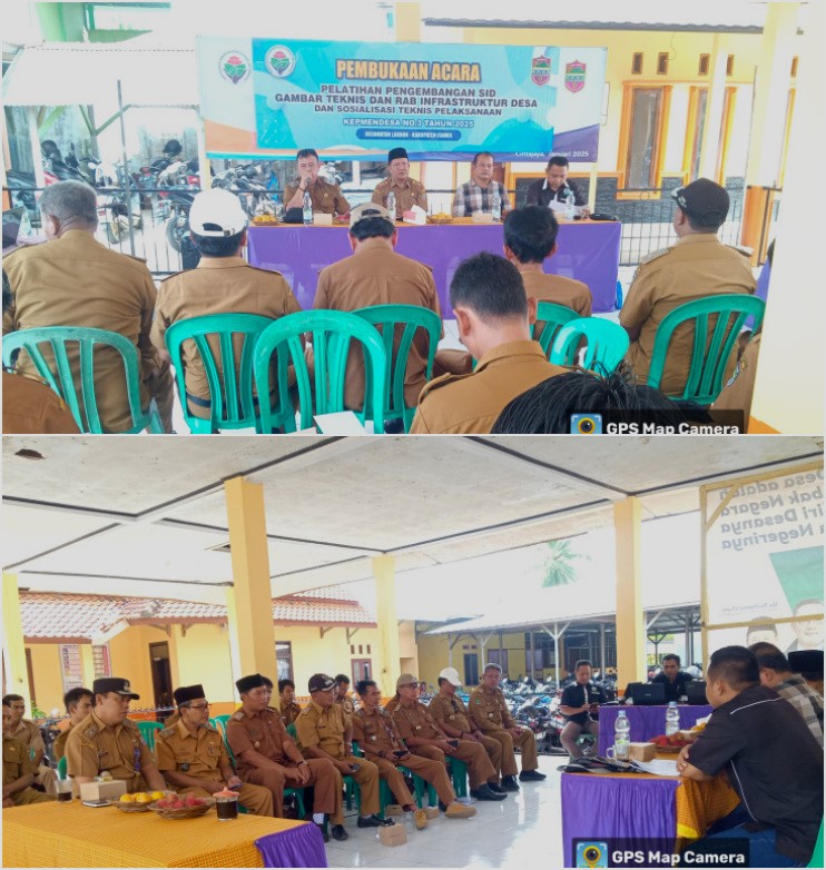 PEMBUKAAN ACARA PELATIHAN PENGEMBANGAN SID GAMBAR TEKNIS DAN RAB INFRASTRUKTUR DESA DAN SOSIALISASI TEKNIS PELAKSANAAN KEPMENDESA NO. 3 TAHUN 2025 KECAMATAN LAKBOK KABUPATEN CIAMIS